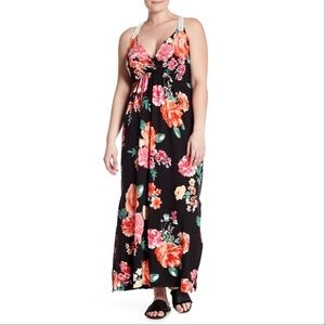 NWOT Derek Hart Floral Macrame Back Maxi Dress 3X